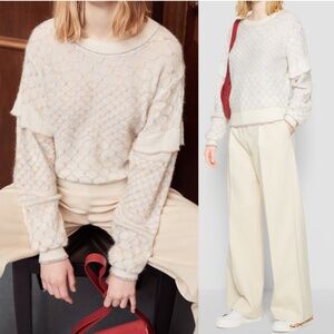 See by Chloe Crewneck Sweater Multicolor White Small NWT Pullover Alpaca Blend